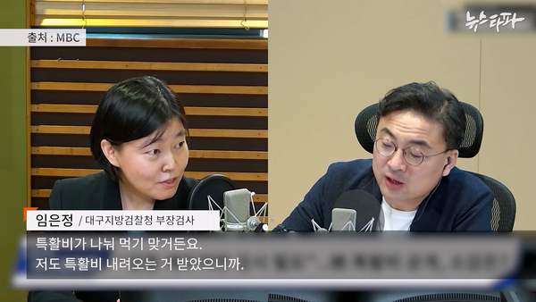 ▲ 라디오 방송에서 검찰 특활비의 실태에 대해 이야기하는 임은정 검사. (출처: MBC)